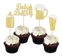 SYKYCTCY 24 Pack Baby Is Brewing Cupcake Toppers Glitter Baby Bottle Beer Cup Cupcake Picks for Cheers Beer Festival Baby Shower Kids Theme Party Cake Decorations Supplies