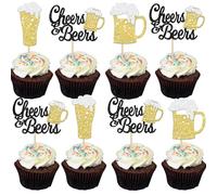 SYKYCTCY 24 Pack Baby Is Brewing Cupcake Toppers Glitter Baby Bottle Beer Cup Cupcake Picks for Cheers Beer Festival Baby Shower Kids Theme Party Cake Decorations Supplies