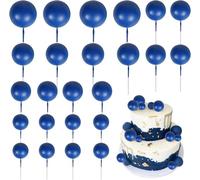 SYKYCTCY 24 Pack Balls Cake Topper DIY Cake Insert Toppers Ball Cake Picks Cupcake Topper for Birthday Party Baby Shower Wedding Cake Decoration Blue