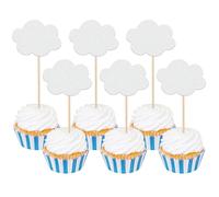 SYKYCTCY 24 Pack Cloud Cupcake Toppers Glitter Cut Smile White Cloud Cupcake Picks for Lovely Baby Shower Birthday Cupcake Decorations Party Supplies