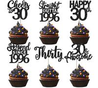 SYKYCTCY 24 Pack Happy 30th Birthday Cupcake Toppers Glitter Thirty Straight Outta 1996 Legend Since 1996 Cupcake Picks for Cheers to 30 Years 30th Birthday Wedding Party Decoration Supplies