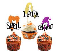 SYKYCTCY 24 Pack Hocus Pocus Cupcake Toppers Witch Hair I Put A Spell On You Cupcake Picks Trick or Treat Halloween Theme Baby Shower Kids Birthday Party Cake Decorations Supplies…