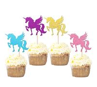 SYKYCTCY 24 Pack Horse Cupcake Toppers Glitter Horse Cupcake Picks Animal Cupcake Decorations for Baby Shower Wedding Kids Birthday Party Supplies Colorful