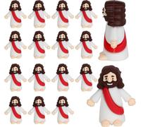 SYKYCTCY 24 Pack Little Jesus Figures Cupcake Toppers Original Design Mini Rubber Jesus Cupcake Picks Toys to Hide and Seek Religious Baptism Cupcake Decorations Party Supplies Red