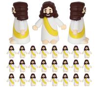 SYKYCTCY 24 Pack Little Jesus Figures Cupcake Toppers Original Design Mini Rubber Jesus Cupcake Picks Toys to Hide and Seek Religious Baptism Cupcake Decorations Party Supplies Yellow