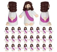 SYKYCTCY 24 Pack Little Jesus Figures Cupcake Toppers Original Design Mini Rubber Jesus Cupcake Picks Toys to Hide and Seek Religious Baptism Cupcake Decorations Party Supplies Purple