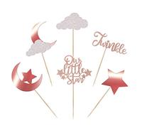 SYKYCTCY 24 Pack Little Star Cupcake Toppers Glitter Moon Cloud Cupcake Picks Twinkle Star Baby Shower Kids Birthday Wedding Party Cake Decorations Supplies Rose Gold