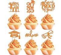 SYKYCTCY 24 Pack Red 2025 Graduation Cupcake Toppers Glitter So Proud of You Done Diploma Grad Cap Cupcake Picks You Did it Cake Decorations for 2025 Graduation Theme Party Supplies
