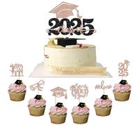 SYKYCTCY 25 Pack 2025 Graduation Cupcake Toppers Glitter So Proud of You Cake Topper Done Diploma Grad Cap Cupcake Picks You Did it Cake Decorations for Graduation Theme Party Decorations Supplies