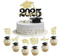 SYKYCTCY 25 Pack 2025 Graduation Cupcake Toppers Glitter So Proud of You Cake Topper Done Diploma Grad Cap Cupcake Picks You Did it Cake Decorations for Graduation Theme Party Decorations Supplies
