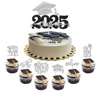 SYKYCTCY 25 Pack 2025 Graduation Cupcake Toppers Glitter So Proud of You Cake Topper Done Diploma Grad Cap Cupcake Picks You Did it Cake Decorations for Graduation Theme Party Decorations Supplies