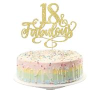 SYKYCTCY 3 Pack 18 & Fabulous Cake Toppers Glitter Eighteen Fabluous Cake Pick 18th Birthday Cake Decorations for Cheers to 18 Years Old 18th Birthday Theme Party Supplies