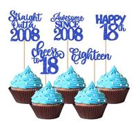 SYKYCTCY 30 Pack 18th Birthday Cupcake Toppers Glitter Straight Outta 2006 Happy 18th Eighteen Awesome Since 2006 Cupcake Picks 18 Fabulous Cake Decorations for 18th Birthday Wedding Anniversary Party