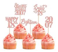 SYKYCTCY 30 Pack 18th Birthday Cupcake Toppers Happy 18th Straight Outta 2007 Eighteen Awesome Since 2007 Cupcake Picks 18 Fabulous Cake Decorations for 18th Birthday Anniversary Party