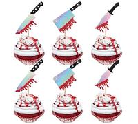 SYKYCTCY 30 Pack Halloween Knife Cupcake Toppers Glitter Scary Bloody Knife Cupcake Picks Killer Birthday Cake Decorations for Happy Halloween Theme Baby Shower Party Supplies