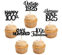 SYKYCTCY 30 Pack Happy 100th Birthday Cupcake Toppers Glitter Awesome Since 1925 One Hundred 100 Fabulous Vintage 1925 Cupcake Picks for 100th Birthday Party Cake Decorations Supplies