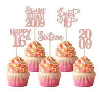 SYKYCTCY 30 Pack Happy 16th Birthday Cupcake Toppers Straight Outta 2010 Sixteen Awesome Since 2010 Cupcake Picks 16 Fabulous Cake Decorations for 16th Birthday Anniversary Party