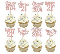SYKYCTCY 30 Pack Happy 21st Birthday Cupcake Toppers Straight Outta 2004 Twenty-one Awesome Since 2004 Cupcake Picks 21 Fabulous Cake Decorations for 21st Birthday Wedding Party Rosegold