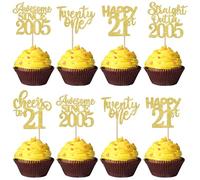 SYKYCTCY 30 Pack Happy 21st Birthday Cupcake Toppers Straight Outta 2005 Twenty-one Awesome Since 2005 Cupcake Picks 21 Fabulous Cake Decorations for 21st Birthday Wedding Anniversary Party Gold
