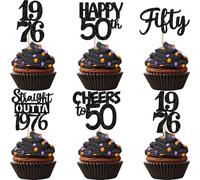 SYKYCTCY 30 Pack Happy 50th Birthday Cupcake Toppers Glitter Fifty Happy 50th Straight Outta 1976 Cupcake Picks for Cheers to 50 Years Birthday Wedding Anniversary Party Cake Decorations Supplies