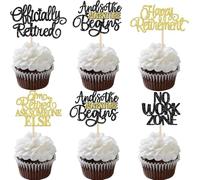 SYKYCTCY 30 Pack Happy Retirement Cupcake Toppers Officially Retired Cupcake Picks No Work Zone Adventure Begins Cake Decorations for Retirement Theme Farewell Birthday Party Supplies