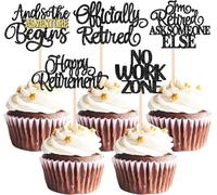 SYKYCTCY 30 Pack Happy Retirement Cupcake Toppers Officially Retired No Work Zone Adventure Begins Cupcake Picks for Retirement Theme Farewell Birthday Party Cake Decorations Supplies