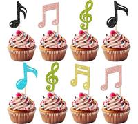 SYKYCTCY 30 Pack Music Notes Cupcake Toppers Glitter Musical Symbol Cupcake Picks for Musician Rock Concert Kids Birthday Baby Shower Wedding Birthday Cake Decorations Party Supplies Colorful
