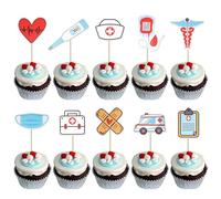 SYKYCTCY 30 Pack Nurse Cupcake Toppers Nursing School Graduation Medical Instruments Cupcake Picks Medical Rn Themed Cake Decorations for Nurse Grad Birthday Baby Shower Party Supplies