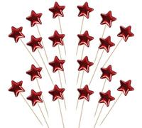 SYKYCTCY 30 Pack Star Cupcake Toppers Twinkle Little Star DIY Cupcake Picks Happy Birthday Wedding Engagement Baby Shower Cake Decorations Party Supplies Red