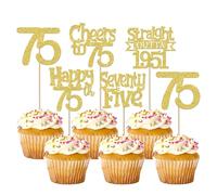 SYKYCTCY 30 Pack Straight Outta 1951 Cupcake Toppers Glitter Hello Seventy-Five Happy 75th Birthday Cupcake Picks Cheers to 75 Years Cake Decorations for 75th Birthday Party Supplies Gold