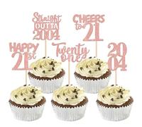 SYKYCTCY 30 Pack Straight Outta 2004 Cupcake Toppers Happy 21st Birthday Twenty-one Awesome Since 2004 Cupcake Picks 21 Fabulous Cake Decorations for 21st Birthday Anniversary Party