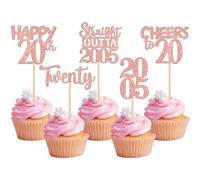 SYKYCTCY 30 Pack Straight Outta 2005 Cupcake Toppers Happy 20th Birthday Twenty Awesome Since 2005 Cupcake Picks 20 Fabulous Cake Decorations for 20th Birthday Anniversary Party