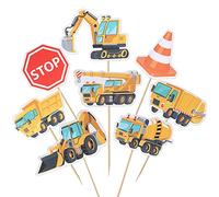SYKYCTCY 32 Pack Construction Cupcake Toppers Dump Truck Excavator Tractor Party Stop Sign Cupcake Picks Kids Birthday Construction Theme Baby Shower Party Cake Decorations Supplies