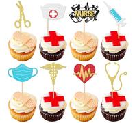 SYKYCTCY 32 Pack Nurse Cupcake Toppers Happy Nurse Week Nursing School Graduation 2025 Cupcake Picks Thank You for Medical Nurse Themed Birthday Party Cake Decorations Supplies