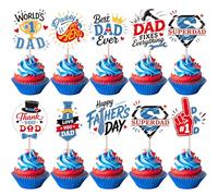 SYKYCTCY 36 Pack Happy Father's Day Cupcake Toppers Love Super Dad Cupcake Picks Daddy is My Hero Thank You Best Dad Cake Decorations for Happy Father's Day Birthday Party Decorations Supplies