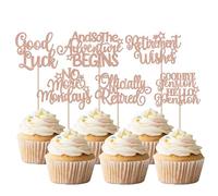 SYKYCTCY 36 Pack Retirement Cupcake Toppers Glitter officially retired Cupcake Picks And So The Adventure Begins Good Luck Cake Decorations for Retirement Theme Birthday Party Supllies Rosegold