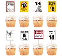 SYKYCTCY 40 Pack 18th Birthday Cupcake Toppers Cheers to 18 Years Speed Limit 18 It's My 18th Birthday Cupcake Picks Birthday Party Anniversary Party Decorations Supplies