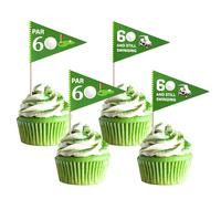 SYKYCTCY 40 Pack Golf Flags Cupcake Toppers Double Sided Par 60 And Still Swinging Cupcake Picks Golf Cart Cake Decorations for Sports Theme 60th Birthday Party Supplies