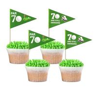 SYKYCTCY 40 Pack Golf Flags Cupcake Toppers Double Sided Par 70 And Still Swinging Cupcake Picks Golf Cart Cake Decorations for Sports Theme 70th Birthday Party Supplies