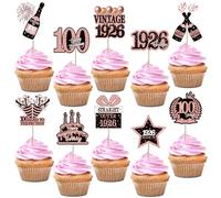 SYKYCTCY 40 Pack Happy 100th Birthday Cupcake Toppers Hello One Hundred Cheers to 100 Years Cupcake Picks 100 Fabulous Cupcake Decorations for 100th Birthday Party Cake Decor Supplies
