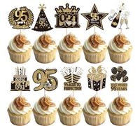 SYKYCTCY 40 Pack Happy 95th Birthday Cupcake Toppers Hello Ninety-Five Cheers to 95 Years Cupcake Picks 95 Fabulous Cupcake Decorations for 95th Birthday Party Cake Decor Supplies