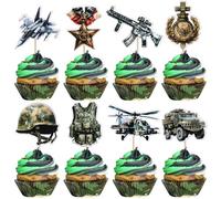SYKYCTCY 40 Pack Military Cupcake Toppers Airplane Car Military Happy Birthday Cupcake Pick Kids birthday Army Baby Shower Military Fan Cupcake Decorations Party Supplies