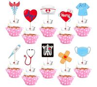 SYKYCTCY 40 Pack Nurse Cupcake Toppers Happy Nurse Week Nursing School Graduation 2025 Cupcake Picks Thank You for Medical Nurse Themed Birthday Party Cake Decorations Supplies