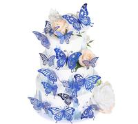 SYKYCTCY 42 Pack Lively 3D Butterfly Cupcake Toppers Mixed Styles Hollow Butterfly Cupake Food Picks Decorations for Wedding Baby Shower Kids Birthday Party Wall Sticker Decoration Supplies
