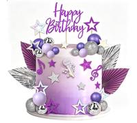 SYKYCTCY 45 Pack Purple Disco Ball Cake Decorations with Star Mini Disco Round Ball Cake Toppers Dancing Queen Cake Picks for 70s/80s Disco Theme Party Decoration Wedding Birthday Cake Decor