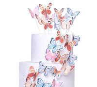 SYKYCTCY 48 Pack Butterfly Cupcake toppers Golden 3D Butterfly Cupcake Picks Cake Wall Decorations Birthday Wedding Baby Shower Cake Decorations Party Supplies Gold Mixed Size Multicolor