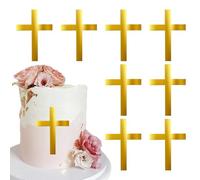 SYKYCTCY 5 Pack God Bless Cake Topper Acrylic Christianity Cross Cake Pick for Religious Christening Baptism Baby Shower Birthday Party Cake Decorations Supplies