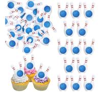 SYKYCTCY 60 Pack Edible Bowing Cupcake Toppers Rice Paper Bowling Cupcake Picks Cupcake Picks Decoration for Sports Ball Theme Baby Shower Kids Birthday Party Cake Decorations Supplies