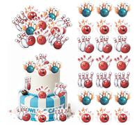 SYKYCTCY 60 Pack Edible Bowing Cupcake Toppers Sports Theme Bowling Cupcake Picks Cupcake Picks Decoration for Sports Theme Baby Shower Kids Birthday Party Cake Decorations Supplies