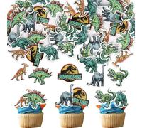 SYKYCTCY 60 Pack Edible Dinosaur Cupcake Toppers Roar Dinosaur Cupcake Picks Decorations for Dino Theme Baby Shower Kids Birthday Cake Decorations Party Supplies
